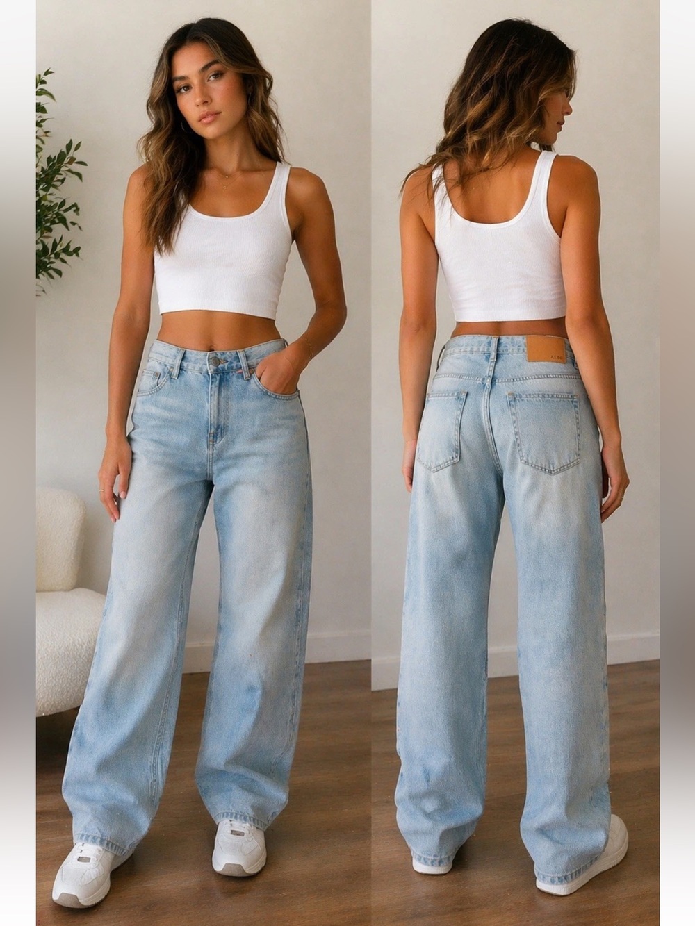 Aero Baggy Lightweight Luxe Wide Legged Jeans size 10R